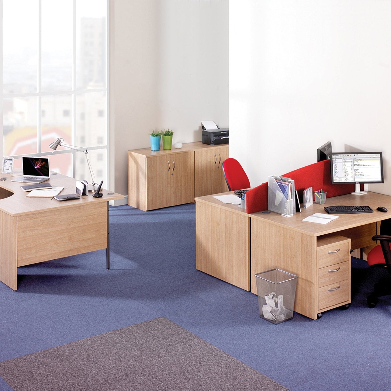 Maestro 25 panel leg straight desk 800 deep with 2 drawer pedestal - Office Products Online