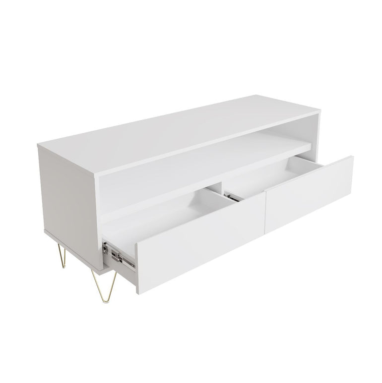 Monaco TV Cabinet Drawers White allhomely
