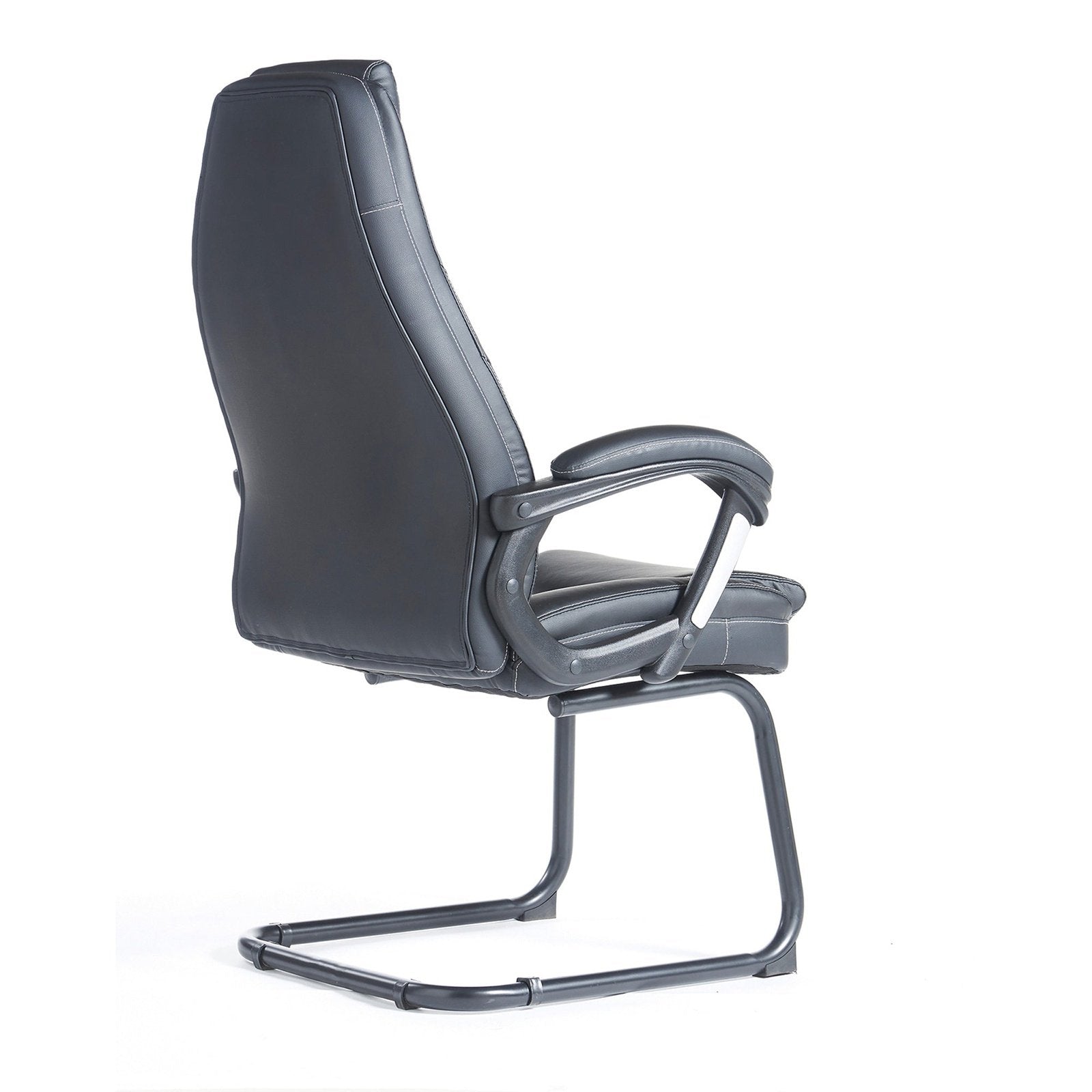 Noble executive visitors chair - black faux leather - Office Products Online