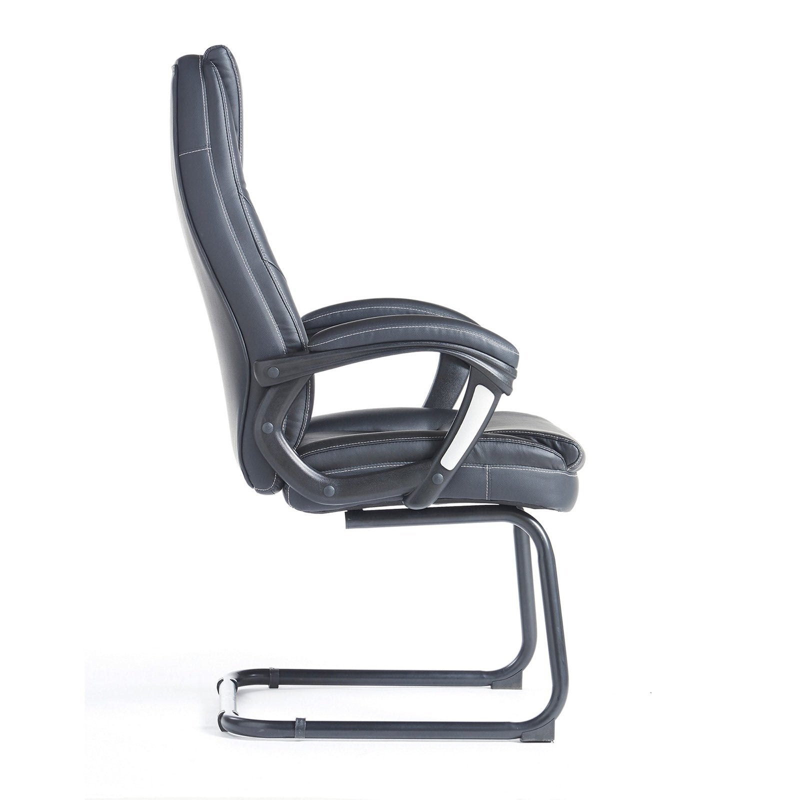 Noble executive visitors chair - black faux leather - Office Products Online