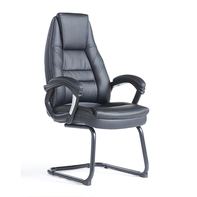 Noble executive visitors chair - black faux leather - Office Products Online
