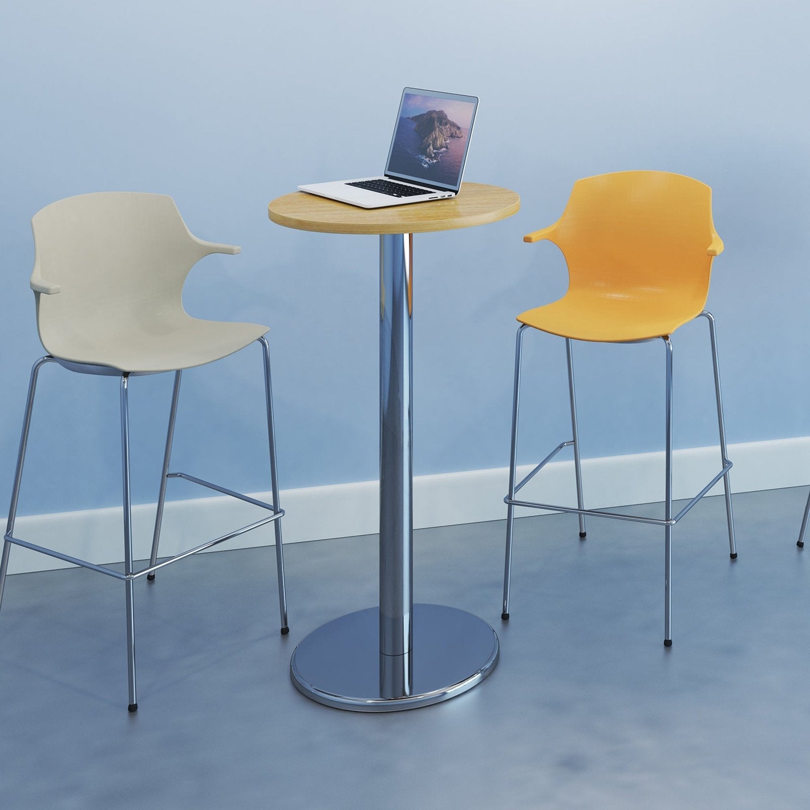 Pisa circular poseur table with round chrome base - Office Products Online