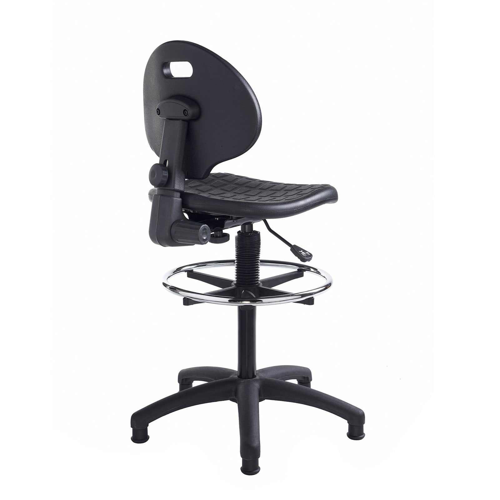 Prema polyurethane industrial operator chair with contoured back support - black - Office Products Online