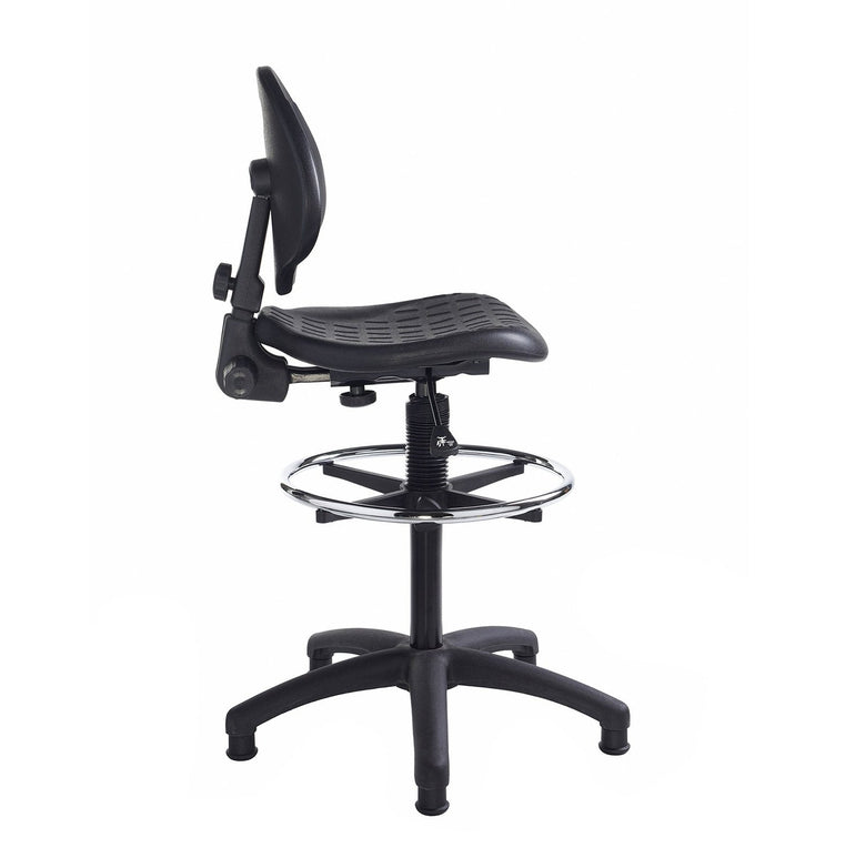 Prema polyurethane industrial operator chair with contoured back support - black - Office Products Online