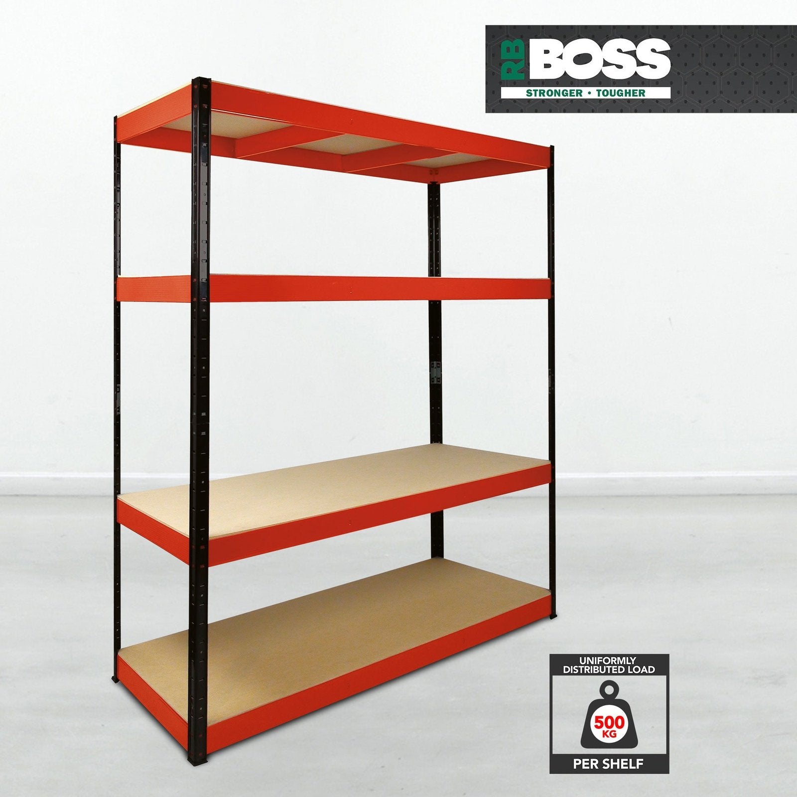 RB Boss 4x Tier Shelving Unit - 1800x1600x600mm 500kgs UDL - Office Products Online