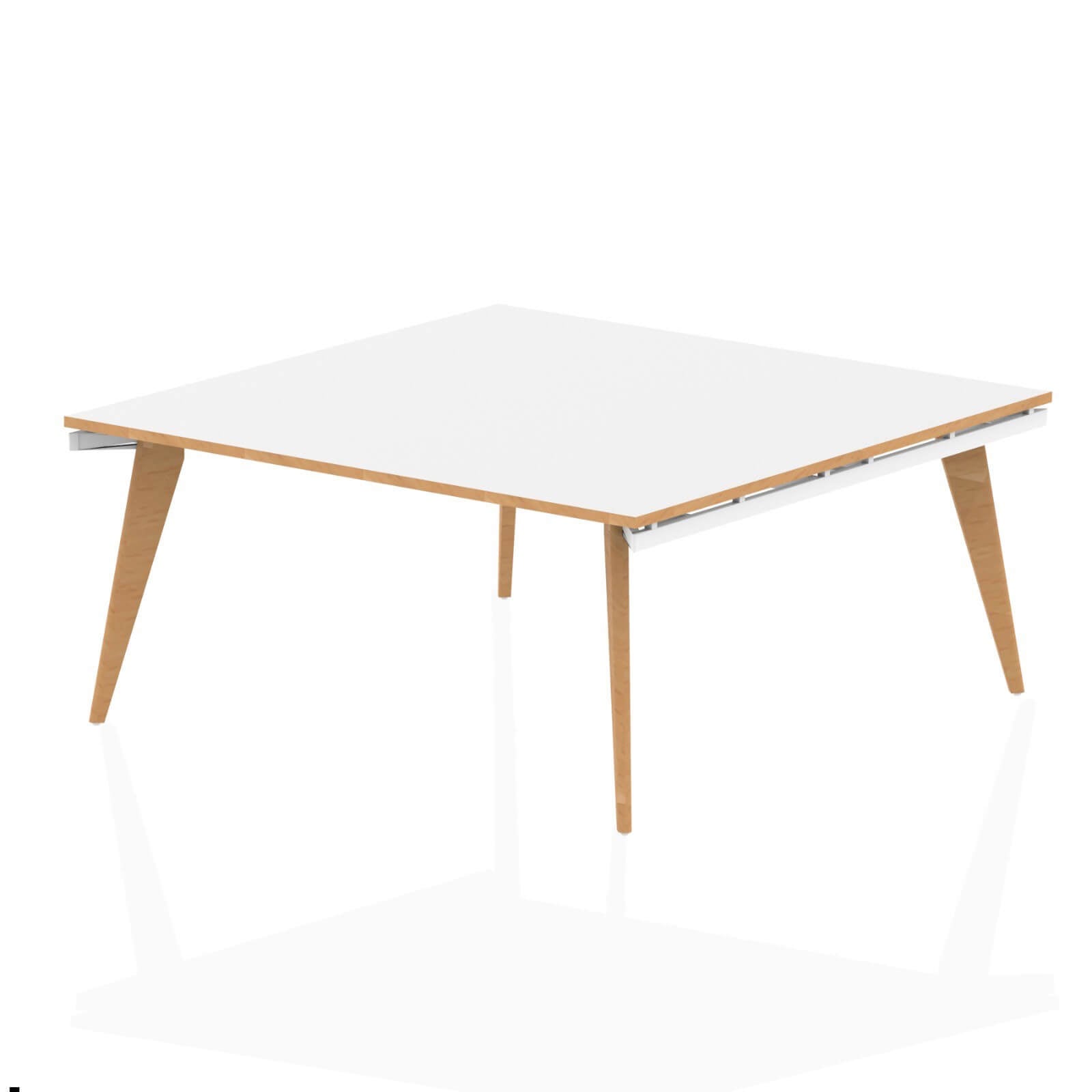 Oslo Square Boardroom Table - 1600x1600mm, White Frame, Wooden Legs, MFC Material, Self-Assembly, 5-Year Guarantee